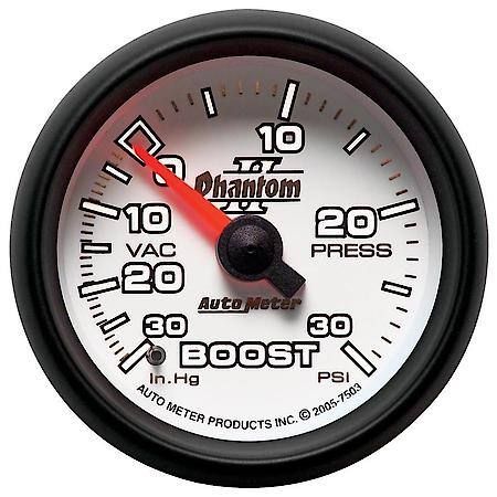 Gauge; Vac/Boost; 2 1/16"; 30Inhg-30 PSI; Mechanical; Phantom II
