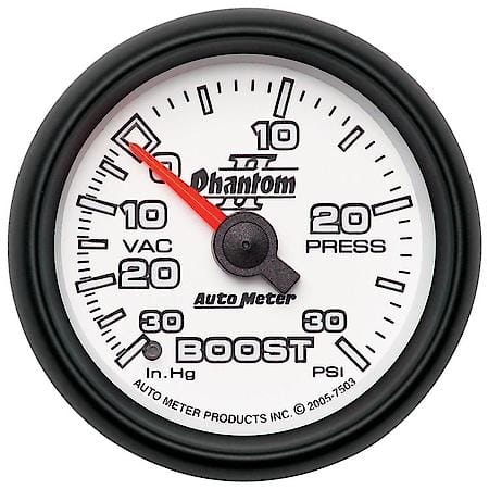 Gauge; Vac/Boost; 2 1/16"; 30Inhg-30 PSI; Mechanical; Phantom II