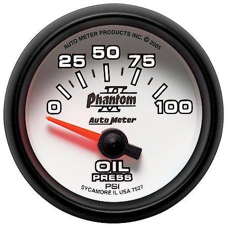Gauge; Oil Pressure; 2 1/16"; 100 PSI; Electric; Phantom II