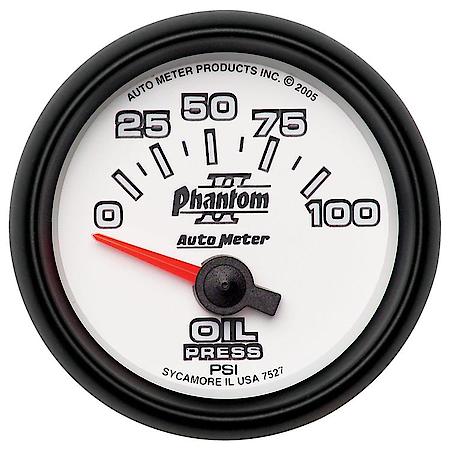 Gauge; Oil Pressure; 2 1/16"; 100 PSI; Electric; Phantom II