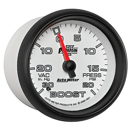 Gauge; Vac/Boost; 2 5/8"; 30Inhg-20 PSI; Mechanical; Phantom II