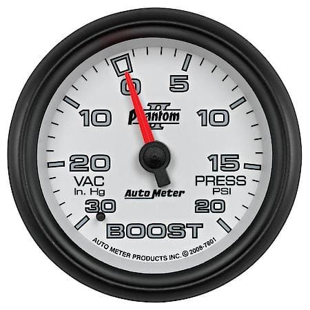 Gauge; Vac/Boost; 2 5/8"; 30Inhg-20 PSI; Mechanical; Phantom II