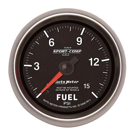 Gauge; Fuel Pressure; 2 5/8"; 15 PSI; Mechanical; Sport-Comp II