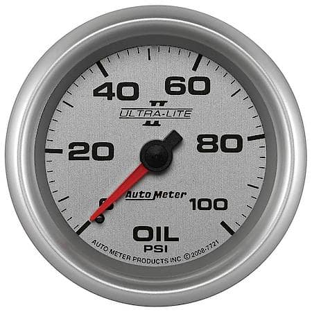 Gauge; Oil Pressure; 2 5/8"; 100 PSI; Mechanical; Ultra-Lite II