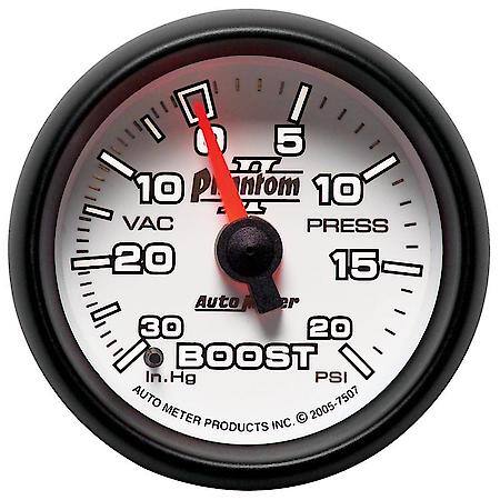 Gauge; Vac/Boost; 2 1/16"; 30Inhg-20 PSI; Mechanical; Phantom II