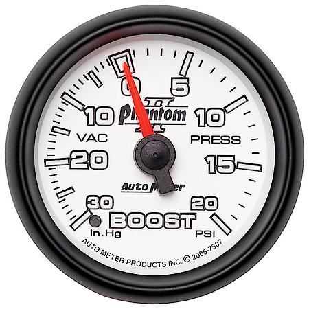 Gauge; Vac/Boost; 2 1/16"; 30Inhg-20 PSI; Mechanical; Phantom II
