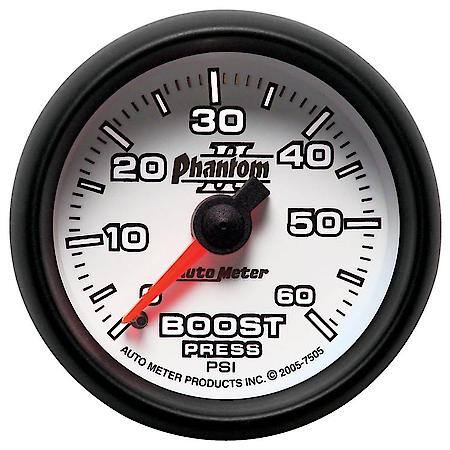 Gauge; Boost; 2 1/16"; 60 PSI; Mechanical; Phantom II