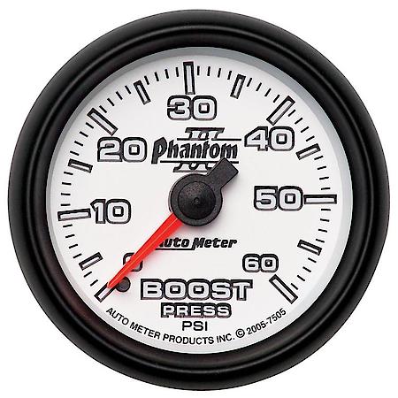 Gauge; Boost; 2 1/16"; 60 PSI; Mechanical; Phantom II