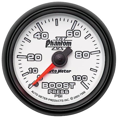 Gauge; Boost; 2 1/16"; 100 PSI; Mechanical; Phantom II
