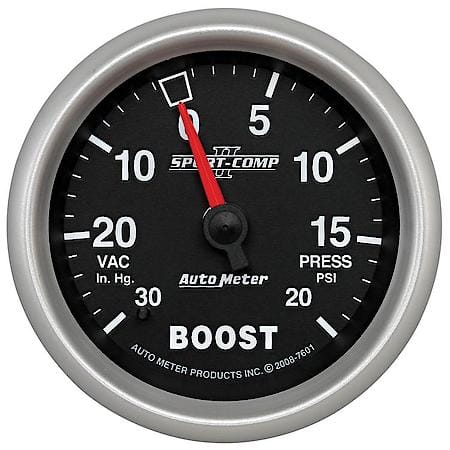 Gauge; Vac/Boost; 2 5/8"; 30Inhg-20 PSI; Mechanical; Sport-Comp II