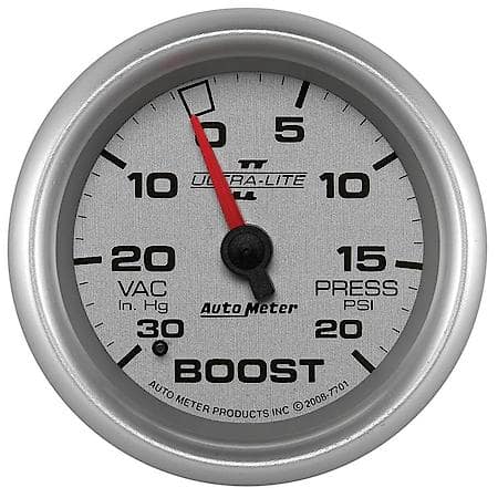 Gauge; Vac/Boost; 2 5/8"; 30Inhg-20 PSI; Mechanical; Ultra-Lite II