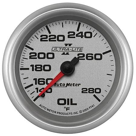 Gauge; Oil Temperature; 2 5/8"; 140-280 Deg. F; Mechanical; Ultra-Lite II