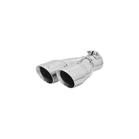Exhaust Tip - 3.00 In. Dual Angle Cut Polished Ss Fits 2.50 In. -Right-Clamp On