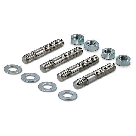 Carburetor Studs Kit w/ Lock Washers & Nuts, Chrome; 5/16" Thread; 1-3/8" Length, set of 4