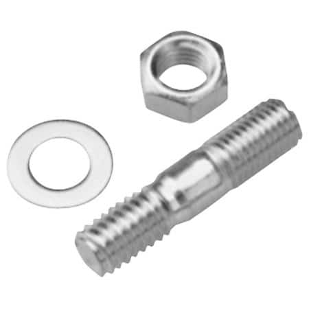 Carburetor Studs Kit w/ Lock Washers & Nuts, Chrome; 5/16" Thread; 1-1/2" Length, set of 4