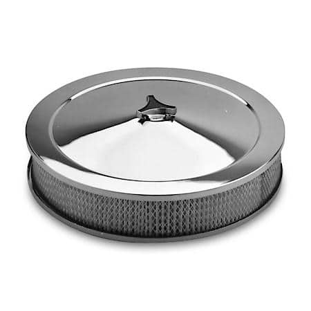 Stamped Steel Air Cleaner w/ Tri-Star Wing Nut; Chrome; 14" Diameter