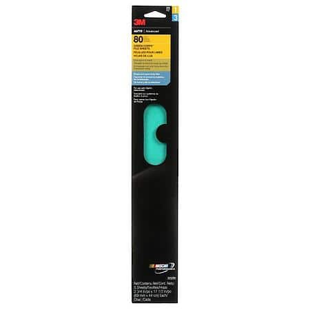 3M Green Corps File Sheet, 32220, 2-3/4 inch x 17-1/2 inch, 80 grit