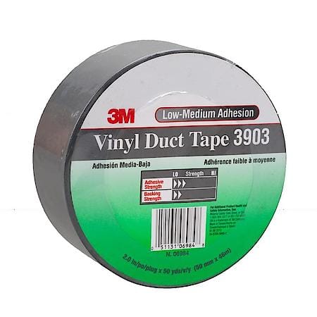 Vinyl Duct Tape 3903 Gray, 2 in x 50 yd 6.5 mil Conveniently Packaged