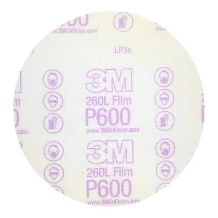 3M Hookit Finishing Film Disc, 00971, 6 in, P600, 100 dscs pr bx, 4 bxs pr cs (Sold by each)