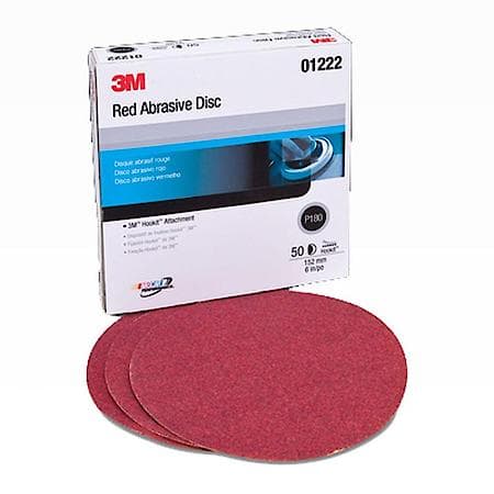 Red Abrasive Hookit Disc, 01222, 6 In, P180 (Sold by each)