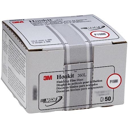 3M Hookit Finishing Film Disc, 00908, 3 in, P1200, 50 dscs pr bx, 4 bxs pr cs (Sold by each)