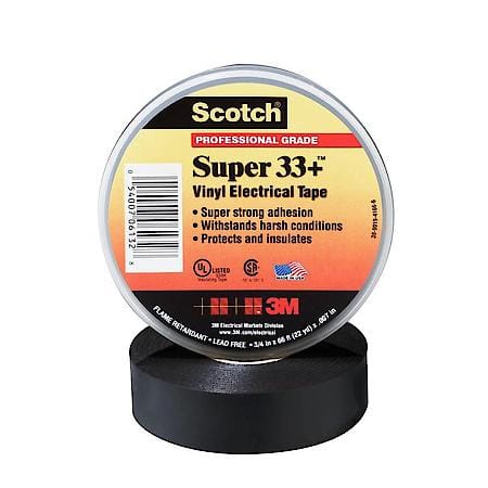 Scotch Super 33+ Vinyl Electrical Tape, 3/4 in x 52 ft (Sold by each)