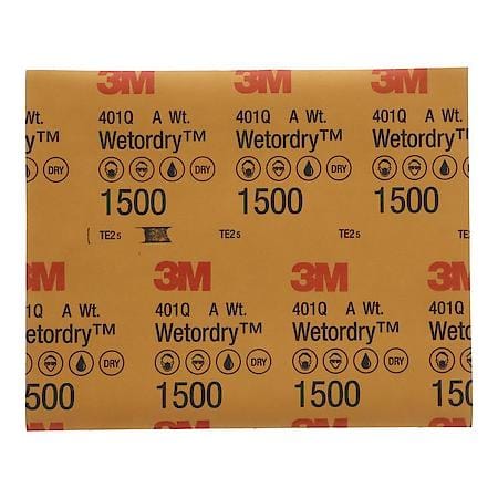 3M Wetordry Abrasive Sheet, 02032, 9 in x 11 in, 1500 (Sold by each)