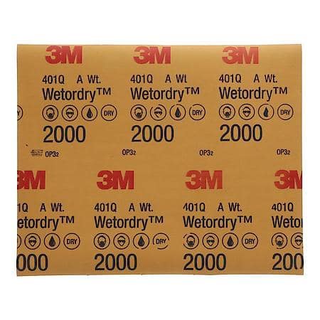 3M Wetordry Abrasive Sheet, 02020, 9 in x 11 in, 2000 (Sold by each)