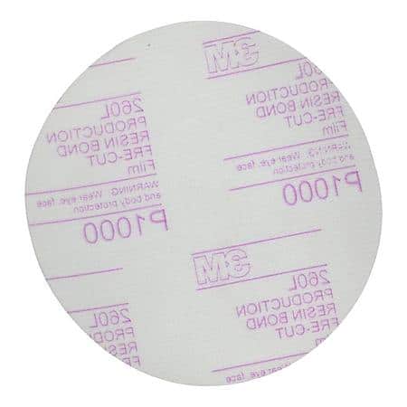 3M Hookit Finishing Film Disc, 00969, 6 in, P1000, 100 dscs pr bx, 4 bxs pr cs (Sold by each)