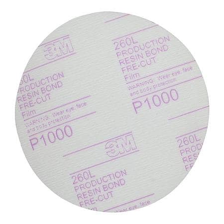 3M Hookit Finishing Film Disc, 00969, 6 in, P1000, 100 dscs pr bx, 4 bxs pr cs (Sold by each)