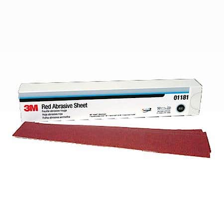 Red Abrasive Hookit Sheet, 01181, 2 3/4 In X 16 1/2 In, P80D (Sold by each)
