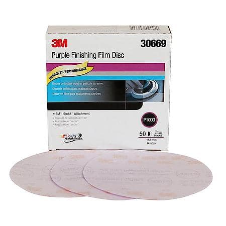 Purple Finishing Film Hookit Disc, 30669, 6 In, P1000, 50 Discs Pr Bx (Sold by each)