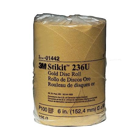Stikit Gold Disc Roll, 01442, 6 In, P100A, 125 Discs Per Roll (Sold by each)