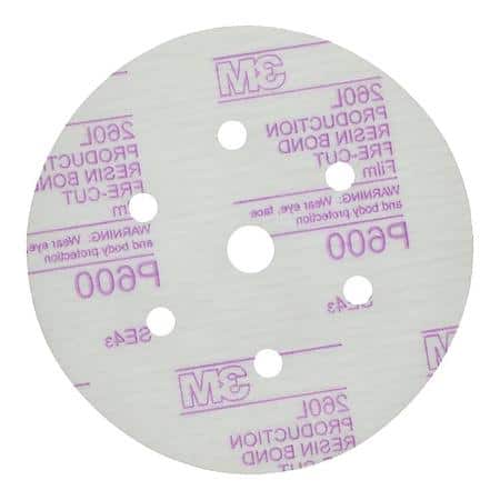 3M Purple Finishing Film Hookit Disc Dust-Free, 30771, 6 in, P600 (Sold by each)