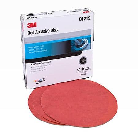 3M Red Abrasive Hookit Disc, 01219, 6 in, P320 (Sold by each)