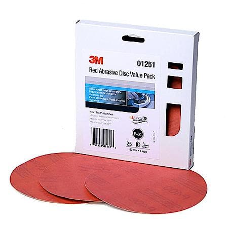 Red Abrasive Stikit Disc Value Pack, 01251, 6 in, P400