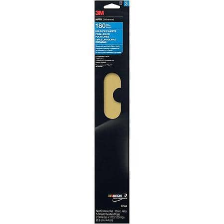 3M Gold File Sheets, 32568, 2-3/4 Inch x 17-1/2 Inch, 180 grit
