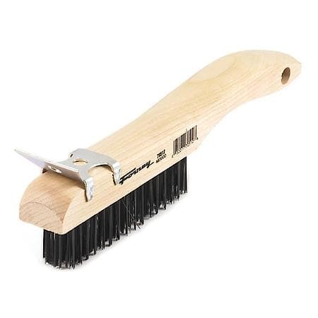 Scratch Brush Carbon Steel Bristle With Scraper Wood Handle 10-1/4 In Length