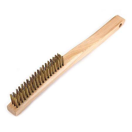 Scratch Brush Brass Bristle With Curved Wood Handle 13-3/4 In Length