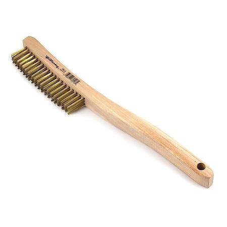 Scratch Brush Brass Bristle With Curved Wood Handle 13-3/4 In Length