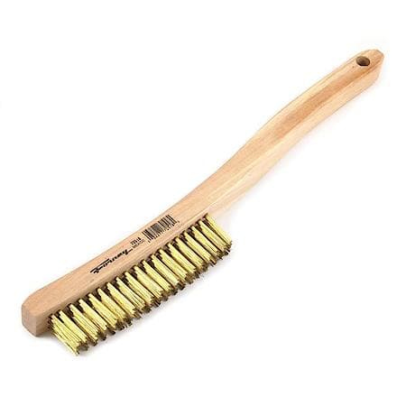Scratch Brush Brass Bristle With Curved Wood Handle 13-3/4 In Length