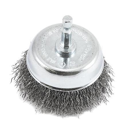Wire Cup Brush 3 In Coarse Crimp Wire 1/4 In Hex Shank