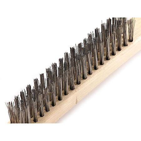 Scratch Brush Stainless Steel Bristle With Wood Handle 13-3/4 In Length