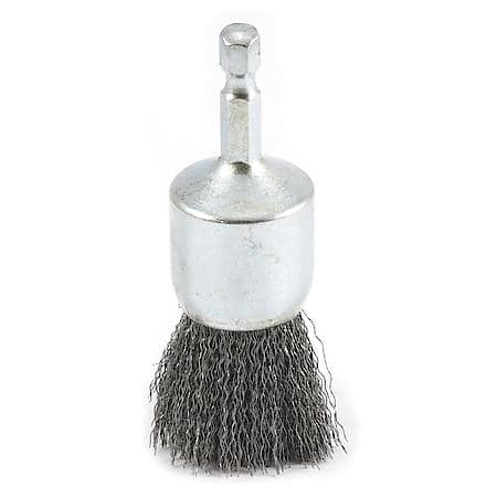 Wire End Brush 1 In Coarse Crimp Wire 1/4 In Hex Shank