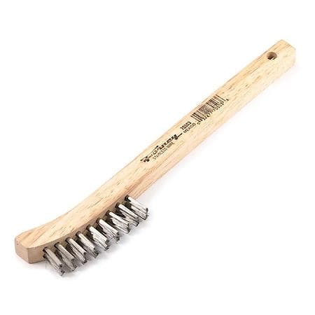 Scratch Brush Stainless Steel Bristle With Curved Wood Handle 8-5/8 In Length