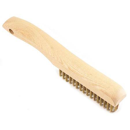 Scratch Brush Brass Bristle With Wood Shoe Handle 10-1/4 In Length