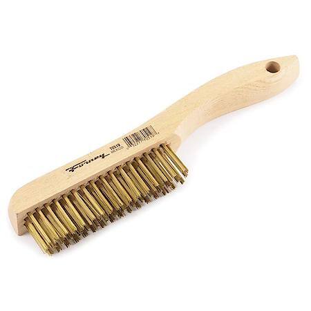 Scratch Brush Brass Bristle With Wood Shoe Handle 10-1/4 In Length