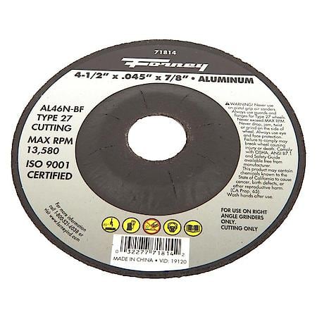 Cutting Wheel Aluminum 4- 1/2 In X .045 In X 7/8 In Arbor Hole Type 27