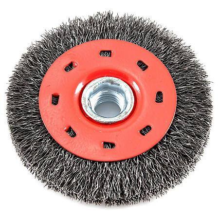 Wire Wheel Brush 4 In X 5/8-11 Thread Arbor Coarse Crimped Wire