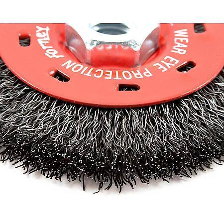 Wire Wheel Brush 4 In X 5/8-11 Thread Arbor Coarse Crimped Wire